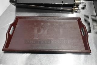 BRAND NEW SCRATCH AND DENT! GET RST-2516-M 26 1/2" x 16 1/2" Hardwood Room Service Tray - Mahogany