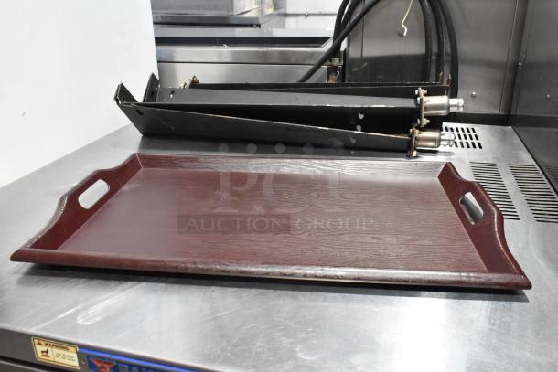 BRAND NEW SCRATCH AND DENT! GET RST-2516-M 26 1/2" x 16 1/2" Hardwood Room Service Tray - Mahogany - Image 3 of 5