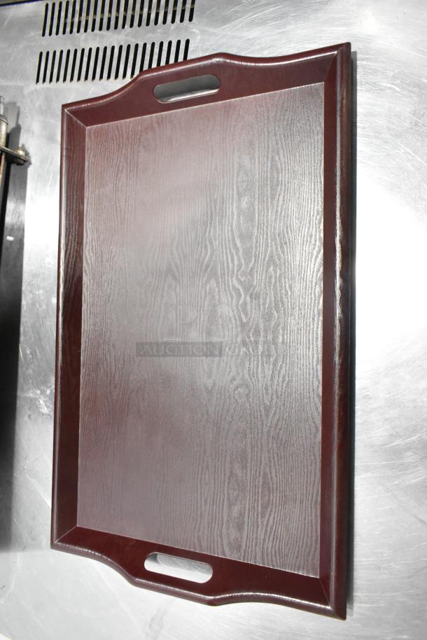 BRAND NEW SCRATCH AND DENT! GET RST-2516-M 26 1/2" x 16 1/2" Hardwood Room Service Tray - Mahogany - Image 4 of 5