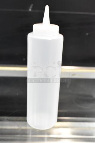 BRAND NEW SCRATCH AND DENT! Box of 36 Clear Poly Bottles. Missing 1 top.