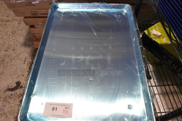 4 BRAND NEW SCRATCH AND DENT! 407BUNFULL Choice Full Size 18" x 26" 19 Gauge Wire in Rim Aluminum Bun Pan / Sheet Pan. 4 Times Your Bid! - Image 3 of 5
