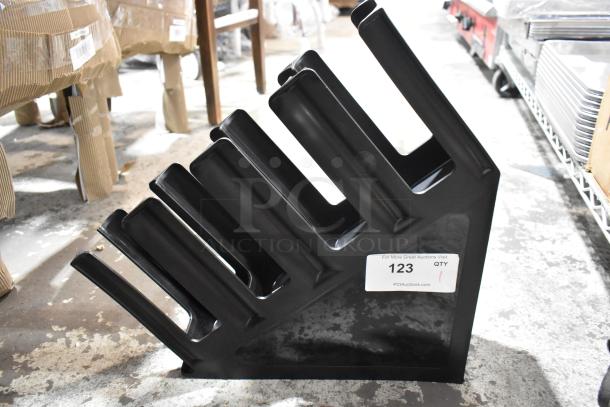 BRAND NEW SCRATCH AND DENT! Choice 176CTO4VBK Black 4-Section Slanted Countertop Cup and Lid Organizer - Image 4 of 6