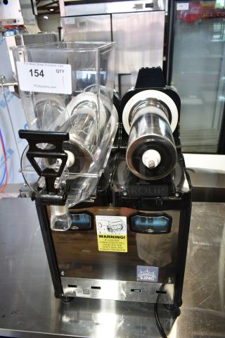 BRAND NEW SCRATCH AND DENT! 2025 Carnival King OASIS 2-10 BASIC 382SM2 Double 2.6 Gallon Pourover Granita / Slushy / Frozen Beverage Machine. Missing 1 Hopper and Lids. 115 Volts, 1 Phase.