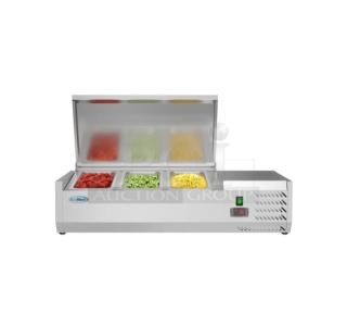 BRAND NEW SCRATCH AND DENT! 2022 KoolMore SCDC-3P-SG 40 in. Three Pan Refrigerated Countertop Condiment Prep Station. 115 Volts, 1 Phase.