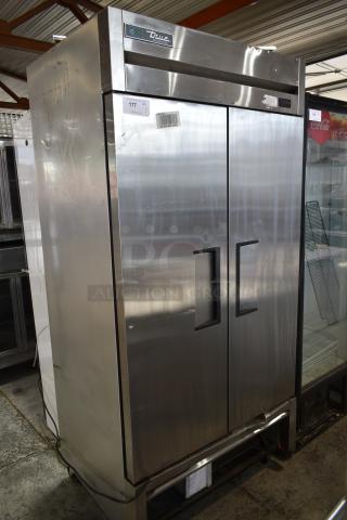 2021 True T-35-HC Stainless Steel Commercial 2 Door Reach In Cooler on Commercial Casters. 115 Volts, 1 Phase.