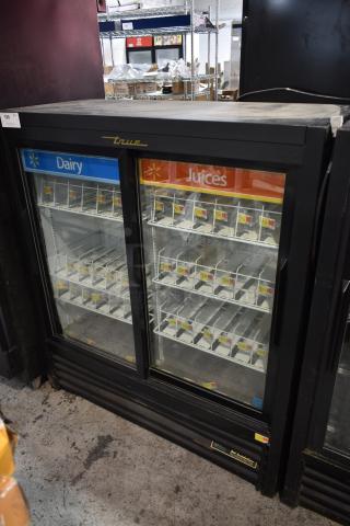 2016 True GDM-41SL-54-HC-LD Metal Commercial 2 Door Reach In Cooler Merchandiser w/ Poly Coated Racks. 115 Volts, 1 Phase.