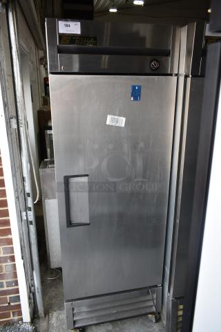 True T-19F Stainless Steel Commercial Single Door Reach In Freezer on Commercial Casters. 115 Volts, 1 Phase.