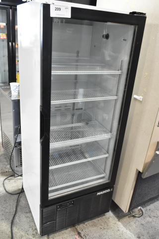Habco SE12HC Metal Commercial Single Door Reach In Cooler Merchandiser w/ Poly Coated Racks. 115 Volts, 1 Phase.