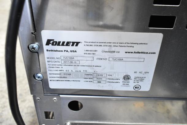 2017 Follett 7UC100A Metal Commercial Floor Style Undercounter Ice Maker and Dispenser. 115 Volts, 1 Phase. - Image 6 of 6