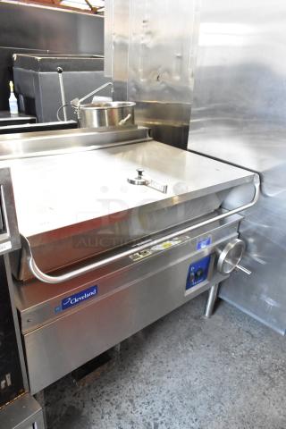 Cleveland Stainless Steel Commercial Floor Style Manual Tilt Braising Pan.