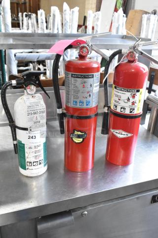 3 Fire Extinguishers Including Kidde, Amerex and Buckeye. 3 Times Your Bid! Buyer Must Pick Up - We Will Not Ship This Item.