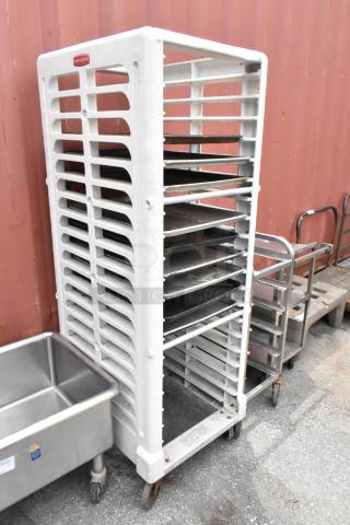 Rubbermaid Pan Transport Rack on Commercial Casters w/ Poly Trays.