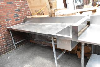 Stainless Steel Table w/ Sink Basin and Back Splash.