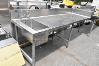 Stainless Steel Table w/ Bay, Faucet and Handles.