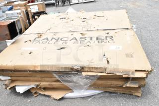 8 BRAND NEW SCRATCH AND DENT! Lancaster Table & Seating 384ycz72rnd 72" Round Heavy-Duty Granite White Plastic Folding Table. 8 Times Your Bid!