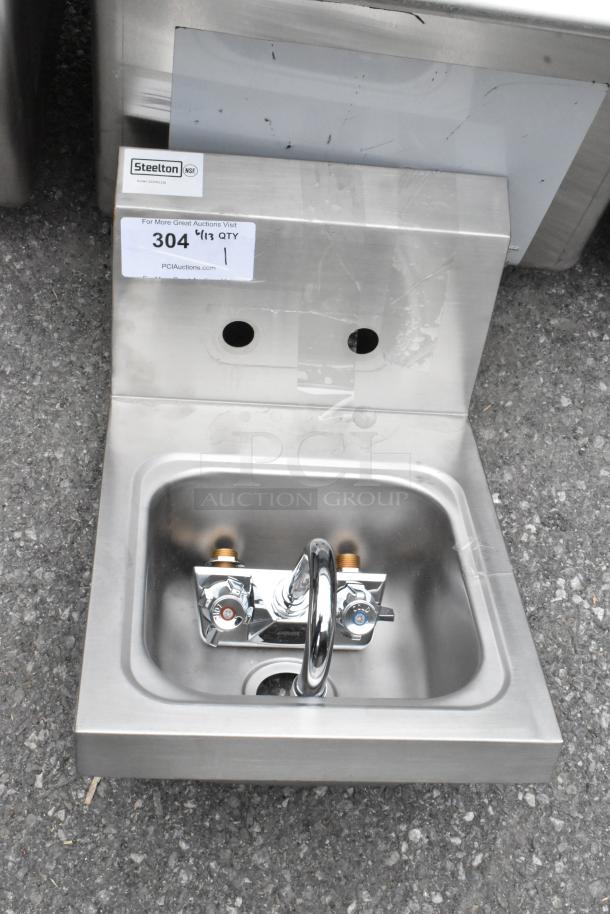 BRAND NEW SCRATCH AND DENT! Steelton 522HS1216 12" x 16" Wall Mounted Hand Sink with Gooseneck Faucet - Image 1 of 5
