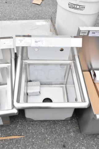 BRAND NEW SCRATCH AND DENT! Steelton 522CS11515 20 1/2" 18-Gauge Stainless Steel One Compartment Commercial Sink without Drainboard - 15" x 15" x 12" Bowl. No Legs.