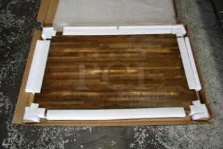 12 BRAND NEW SCRATCH AND DENT! Lancaster Table & Seating 3493048BBVIN 30" x 48" Rectangular Wood Butcher Block Table Top with Vintage Finish. 12 Times Your Bid!