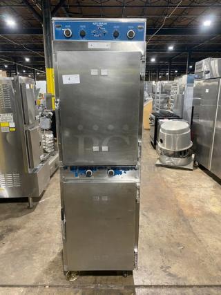Alto-Shaam Halo Heat Series Commercial Stainless Steel Electric Powered Double Stacked Cook & Hold Oven! With Upper & Lower Controls! With Wired Oven Racks! On Casters! 2X Your Bid Makes One Unit!