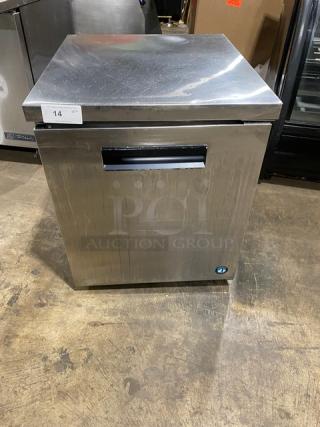 Hoshizaki Commercial Stainless Steel Solid Single Door Low Profile Undercounter Low Boy/Worktop Refrigerator! Energy Star Certified! With Poly Coated Wire Rack! Model: UR27A-LPC SN: H50023K! 115V 1 Phase! On Casters!