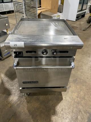 American Range Commercial Stainless Steel Natural Gas Powered Flat Top Range/Oven Combo! With Wired Oven Rack! On Casters!