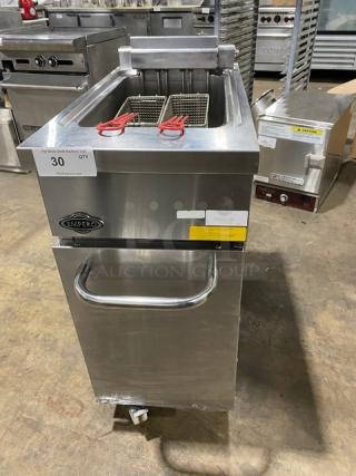 Empero Commercial Stainless Steel Natural Gas Powered Deep Fat Fryer! With Frying Baskets! On Casters!
