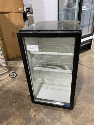 FrigoGlass! 2020 Late Model! Commercial Black Single Glass Door Reach In Countertop Beverage Merchandiser Refrigerator! With Poly Coated Wire Racks! Model: UR30-CC SN: FG-UR30-CO2! 120V 1 Phase!