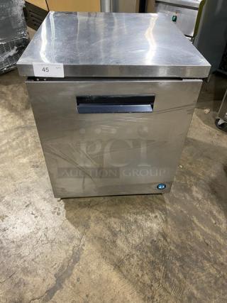 Hoshizaki Commercial Stainless Steel Single Door Low Profile Undercounter Low Boy/Worktop Refrigerator! Energy Star Certified! With Poly Coated Wire Rack! Model: UR27A-LPC SN: K50844C! 115V 1 Phase! On Casters!