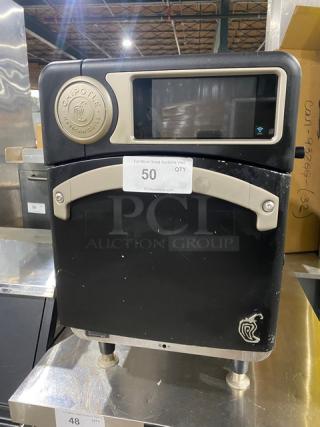TurboChef! 2021! Late Model! Chipotle Style Commercial Black Electric Powered Countertop Cook Press Edition Ventless Rapid Cook Turbo Oven! With Crank Bar! Model: NGO SN: NGOTD43912! 208/240V 1 Phase! On Legs!