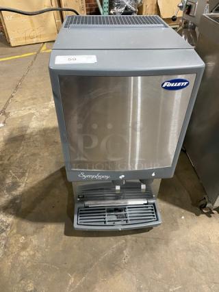 Follett Symphony Plus 12 Series Commercial Stainless Steel Electric Powered Countertop Ice & Water Dispenser! With Lever Dispensing & Drip Tray! Model: 12CI425A SN: K6299529518! 115V 1 Phase! On Legs! - Item #1186289