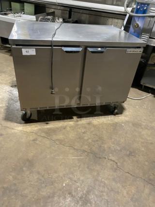 Beverage-Air Commercial Stainless Steel 2 Door Undercounter Lowboy/Worktop Refrigerator! Model: WTR48A! 115V 1 Phase! On Casters!