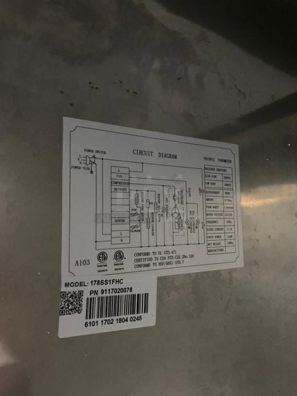 Avantco Commercial Stainless Steel Solid Single Door Reach In Freezer! Model: 178SS1FHC SN: 6101170218040245! 115V! On Casters! - Image 7 of 9