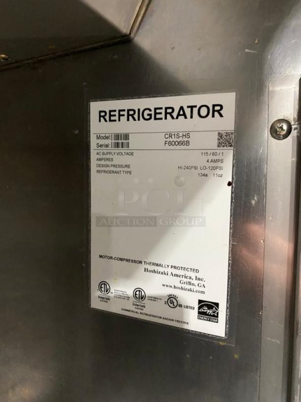 Hoshizaki Commercial Stainless Steel Solid Single Section Half Door Reach-In Refrigerator! Energy Star Certified! With Pan Slides! Model: CR1S-HS SN: F60066B! 115V 1 Phase! On Casters! - Image 8 of 10