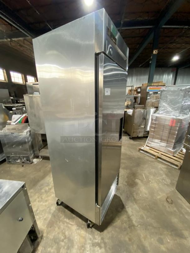 True Commercial Stainless Steel Solid Single Door Reach In Refrigerator! With Poly Coated Wire Rack! With Left Hinged Door! Model: T-23 SN: 1-3483323! 115V 1 Phase! On Casters! - Image 2 of 9