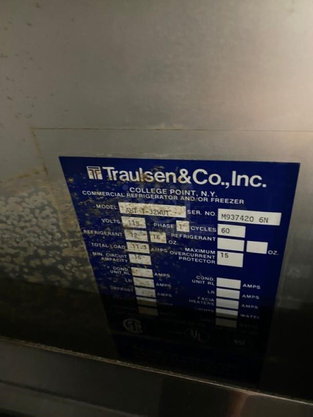 Traulsen Commercial Stainless Steel Single Section Half Door Reach In Refrigerator! With Built In Pan Slides! Model: AHT-1-32WUT SN: M9374206N! 115V 1 Phase! On Casters! - Image 7 of 9