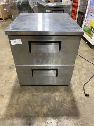 True Commercial Stainless Steel 2 Drawer Undercounter Worktop Refrigerator! Model: TUC-27D-2 SN: 7802121! 115V 1 Phase! On Casters!