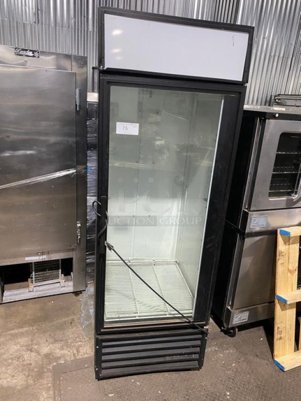 True Commercial Black Powder Coated Single Glass Door Reach In Merchandiser Refrigerator! With Poly Coated Wire Rack! Model: GDM-23-RC SN: 1-4201047! 115V 1 Phase! - Image 1 of 8