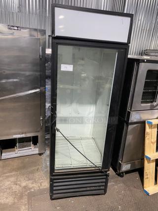 True Commercial Black Powder Coated Single Glass Door Reach In Merchandiser Refrigerator! With Poly Coated Wire Rack! Model: GDM-23-RC SN: 1-4201047! 115V 1 Phase!