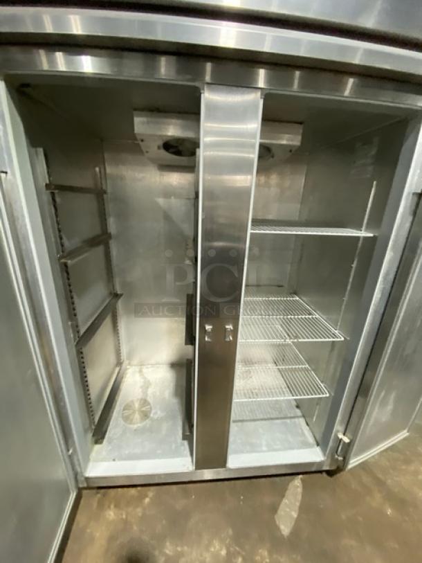 Continental Commercial Stainless Steel Solid 2 Door Reach In Freezer! With Pan Slides & Poly Coated Wire Racks! Model: 2F SN: 146A2590! 115V 1 Phase! On Casters! - Image 5 of 9