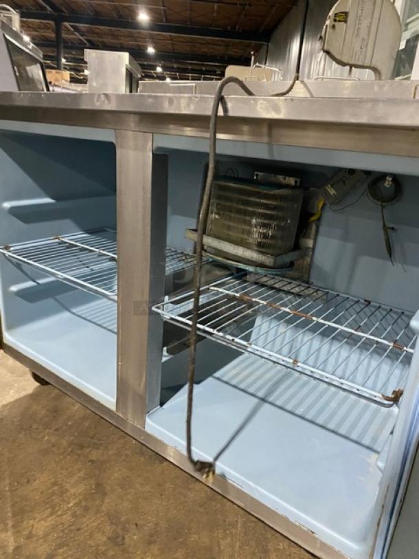 Commercial Stainless Steel 2 Door Worktop Refrigerator! With Up Turned Backsplash! With Poly Coated Wire Rack! On Casters! - Image 5 of 7