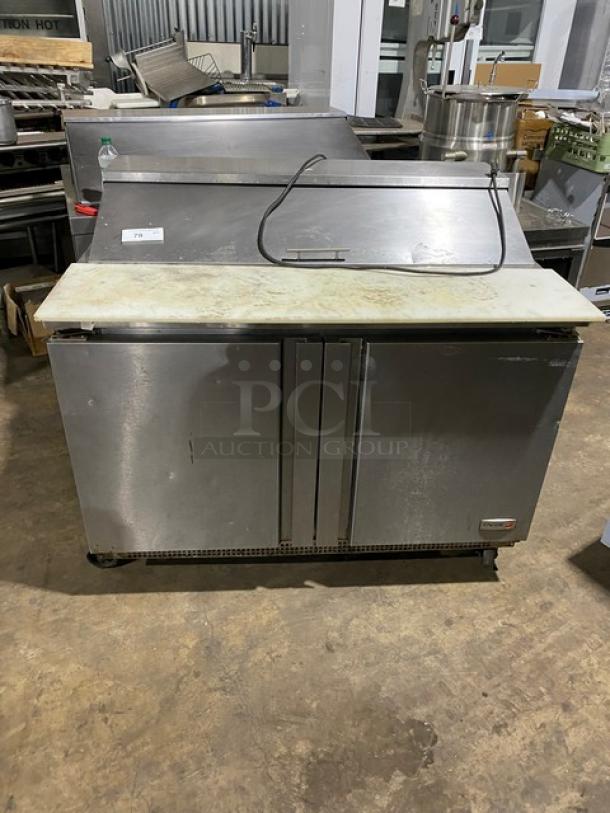 Fagor Commercial Stainless Steel 2 Door Refrigerated Bain Marie Style Mega Top Salad/Sandwich Prep Table! With Cutting Board! Model: FST-48-12 SN: 11100920M! 115V 1 Phase! On Casters! - Image 1 of 9
