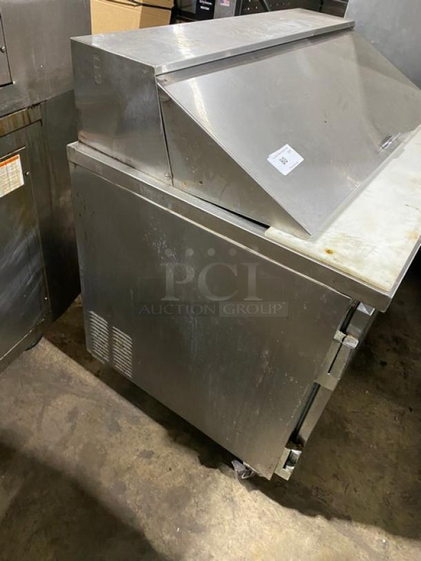 Leader Commercial Stainless Steel 2 Door Refrigerated Bain Marie Style Mega Top Salad/Sandwich Prep Table! With Cutting Board! With Poly Coated Wire Racks! Model: ESLM48 S/C SN: NM08S1315! 115V 1 Phase! On Casters! - Image 2 of 7