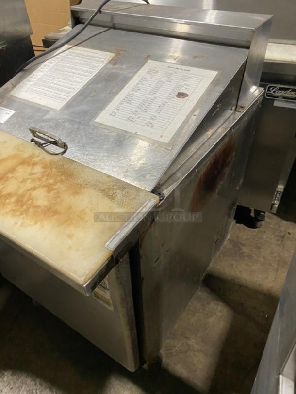 Everest Commercial Stainless Steel Single Door Refrigerated Bain Marie Style Mega Top Salad/Sandwich Prep Table! With Removable Cutting Board! With Poly Coated Wire Rack! Model: EPBR1 SN: EPBR110070008! 115V 1 Phase! On Casters! - Image 2 of 8