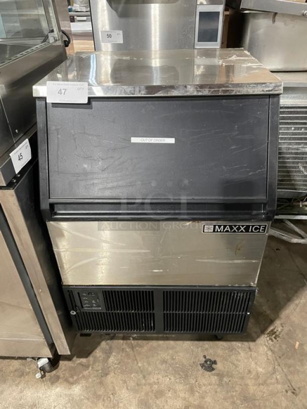 Maxx Ice Commercial Stainless Steel Electric Powered Undercounter Automatic Ice Maker/Bin Combo! Model: MIM250 SN: 1408025000425! 115V! On Legs! - Image 1 of 7