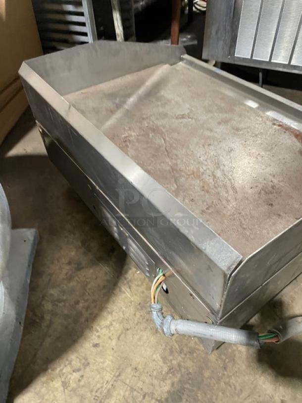 Lang Commercial Stainless Steel Electric Powered Countertop Flat Griddle! With Back & Side Splash! On Legs! - Image 4 of 7