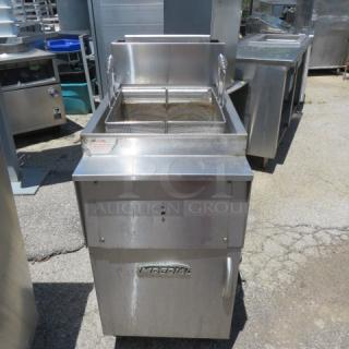 One Imperial Natural Gas 75lb Fryer With Basket On Casters. 20X35X46. $10,189.00.