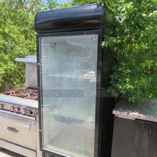 One WORKING Beverage Air 1 Door Glass Display Cooler With 2 Racks. 115 Volt. Model# MT27. 30X33X78