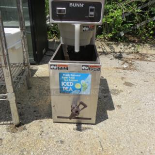 One Bunn Tea Brewer With A Filter Basket And Satellite. Model#T-3. 120 Volt. 10X21X26