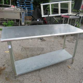 One Stainless Steel Table With Under Shelf. 60X24X34.5