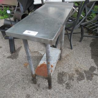 One Stainless Steel Table With Under Shelf. 15X30X36
